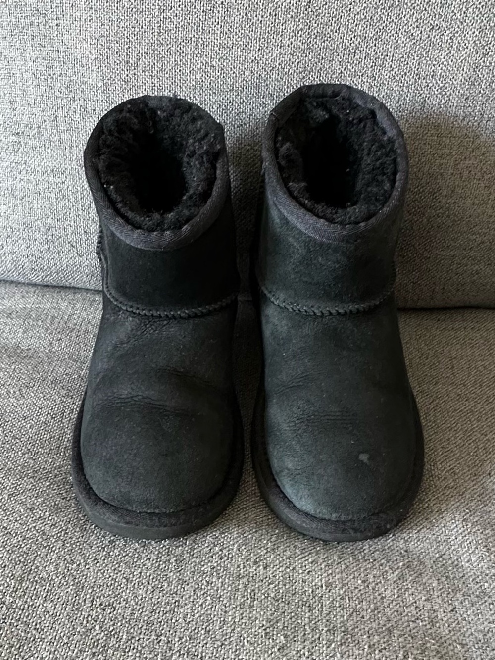 UGG Girls Faux Fur Black Boots